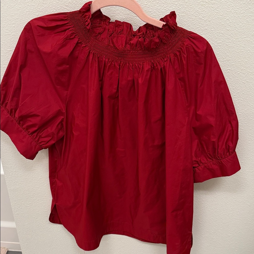 ANTONIO MELANI Red Ruffled Blouse